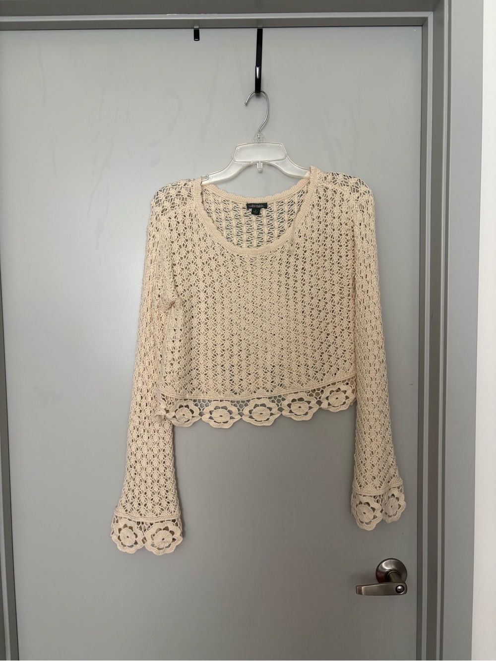Target Beige Crochet Crop Sweater